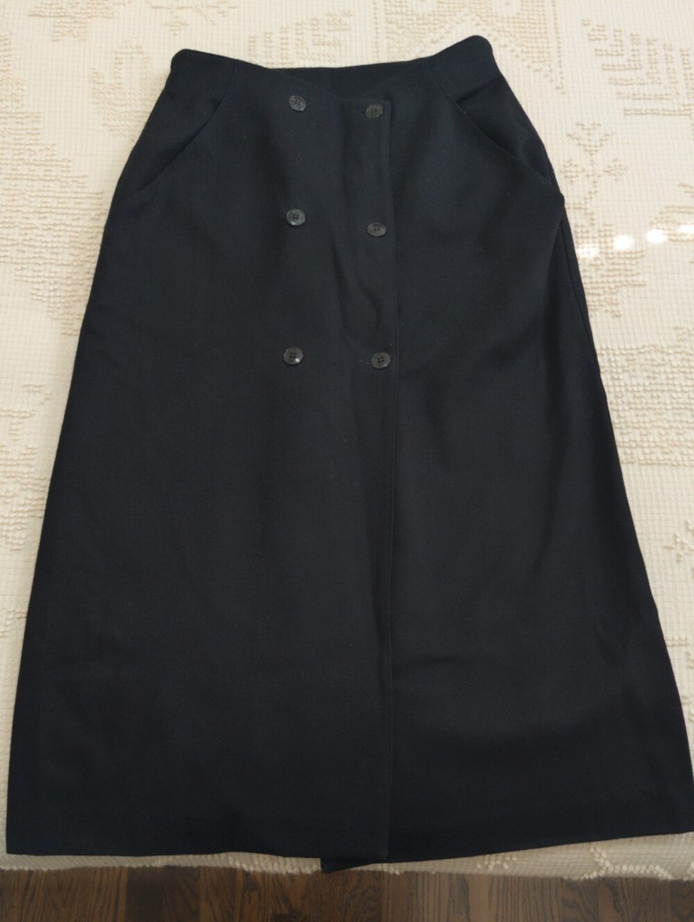 Vintage Black Women's Wool Skirt - Size 12